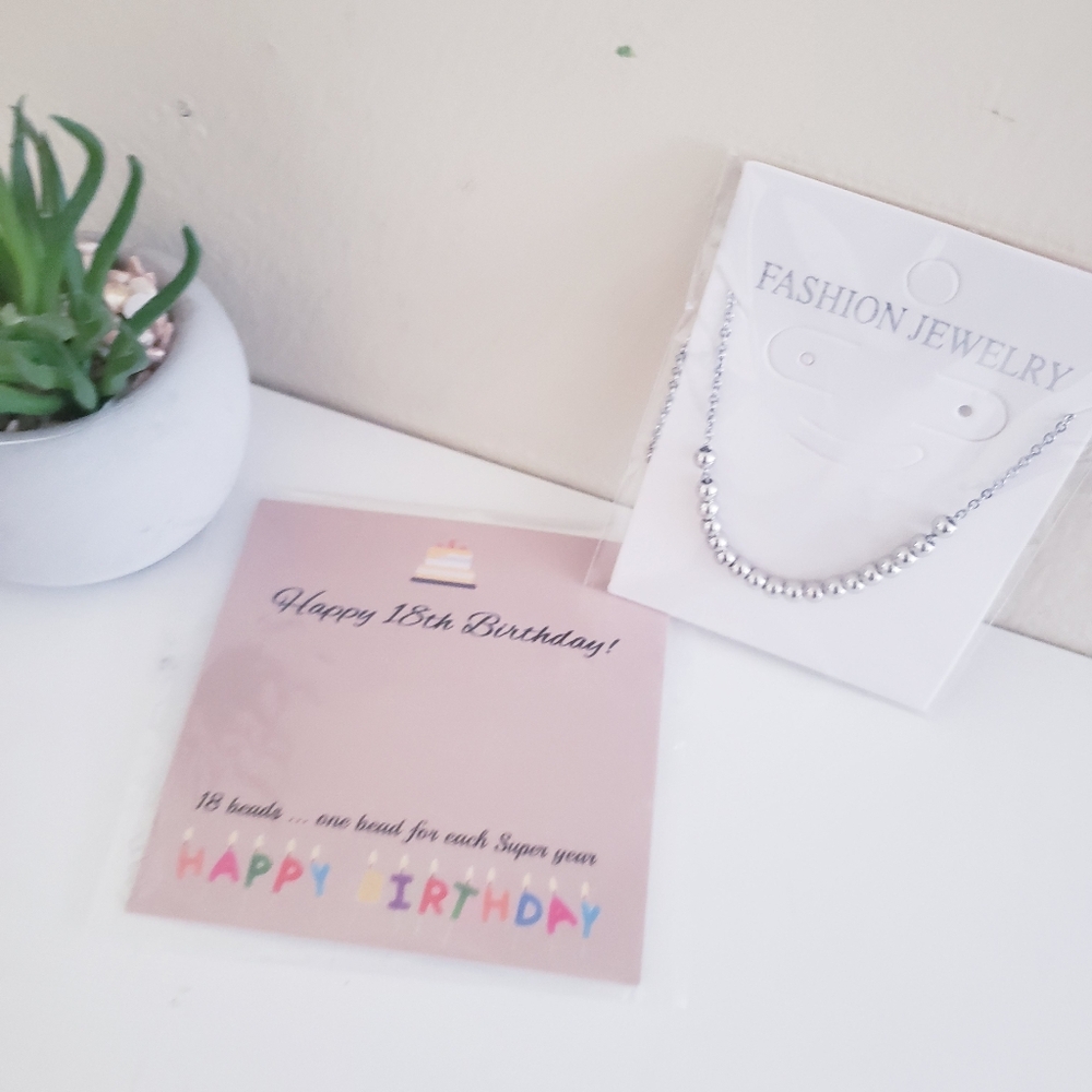 NEW " HAPPY 18TH BDAY" Silvertone Necklace With Extension